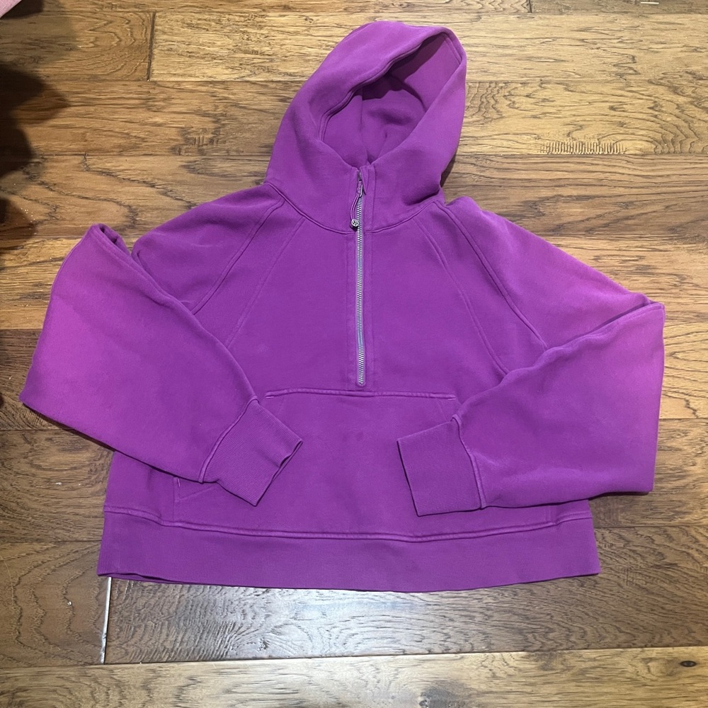 Lululemon Purple Cropped Scuba Hoodie with Half-Zip